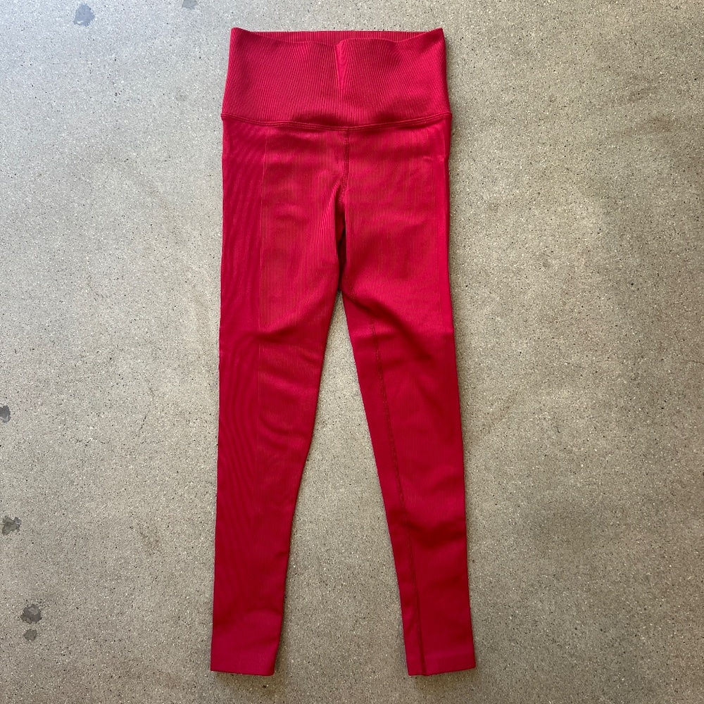 Athleta Ribbed Apple Red Leggings